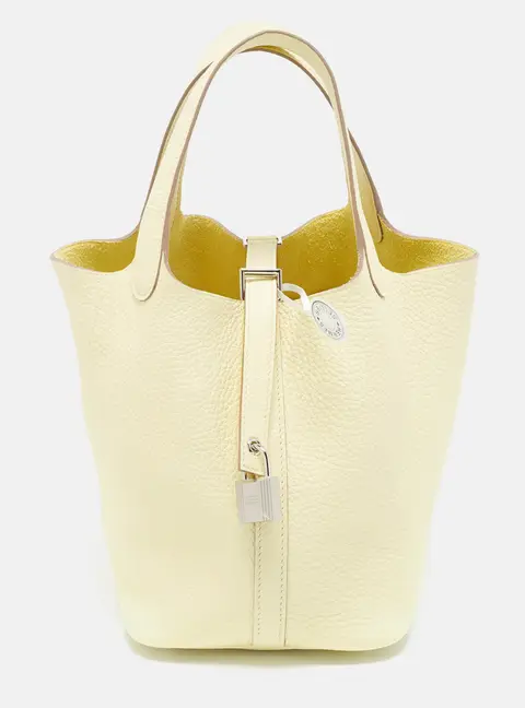 Hermes Picotin Lock 18 Jaune Milton Taurillon Clemence Leather Tote