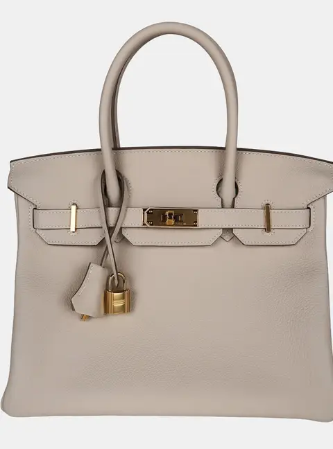 Hermes Birkin 30 Craie Togo Calfskin Leather Top Handle Bag