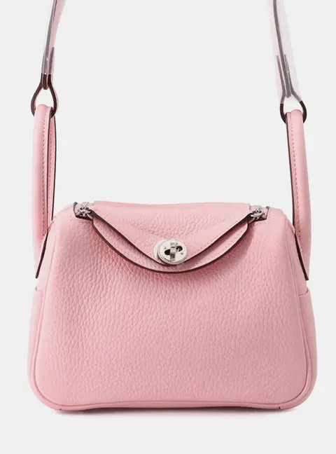 Hermes Lindy Verso Rose Sakura/Grisper Taurillon Clemence Size Mini