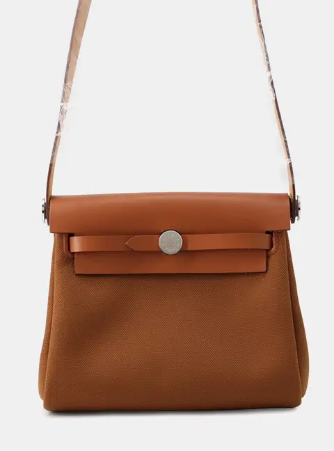 Hermes Herbag Zip Fauve Toile H Vache Hunter Leather Size Mini