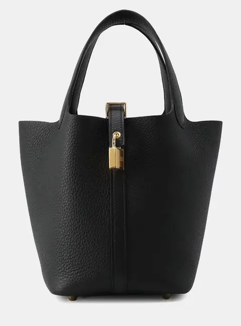 Hermes Picotin Lock 18 Black Taurillon Clemence Bag