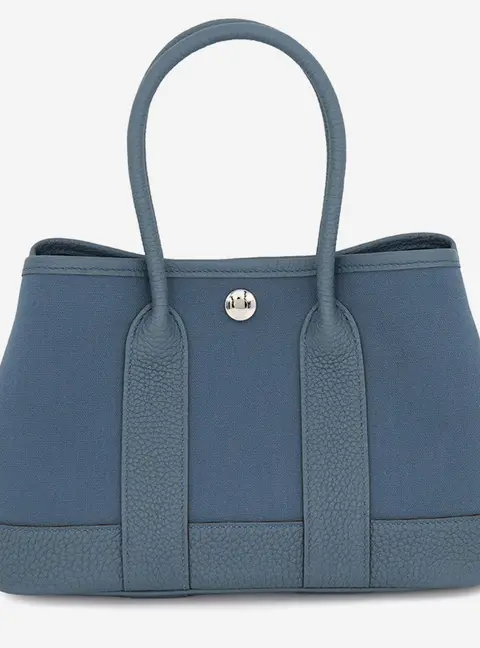 Hermes Neo Garden Blue Tempete Toile Officier Negonda Leather Size 23