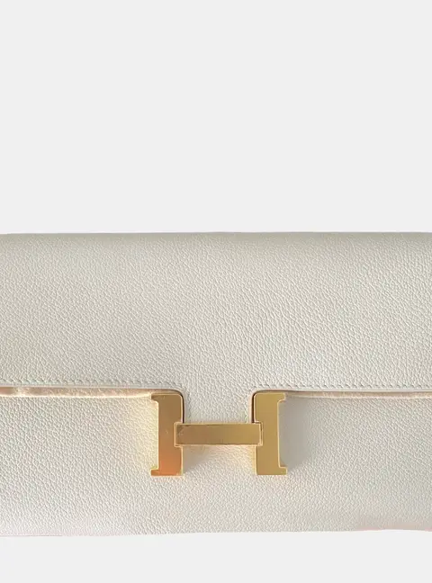 Hermes Constance To Go Glacier White Evercolor Leather Wallet on Chain Bag