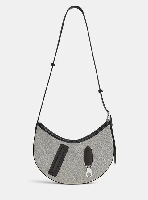 Hermes Ecru Black Sac P'tit Arcon Toile & Cuir Bag