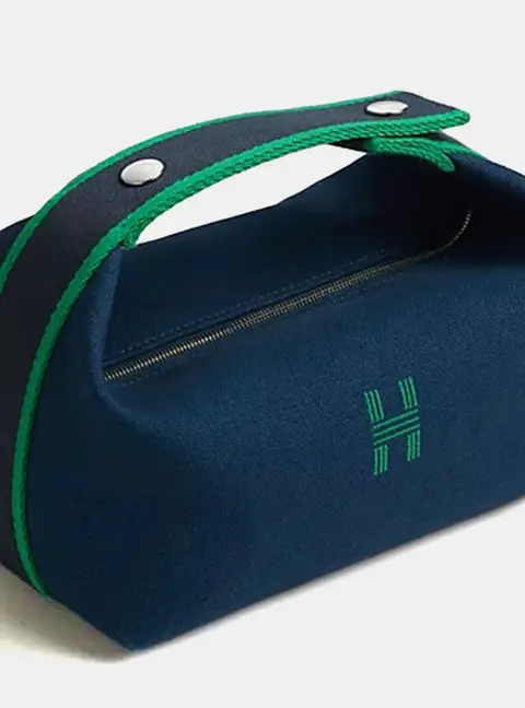 Hermes Bride-a-Brac Small Marine Canvas Pouch Bag