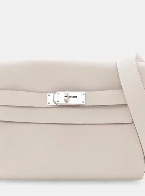 Hermes Kelly Messenger PM Beton Swift Leather Shoulder Bag