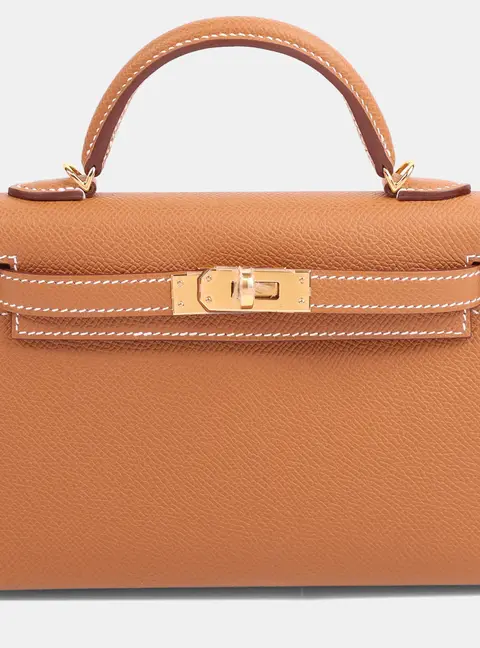 Hermes Gold Epsom Mini Kelly 20 II Top Handle Bag