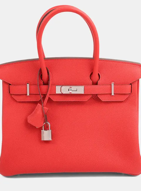 Hermes Rouge Radieux Birkin 30 Tote Bag