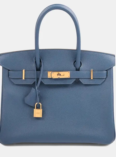 Hermes Deep Blue Epsom Birkin 30 Tote Bag