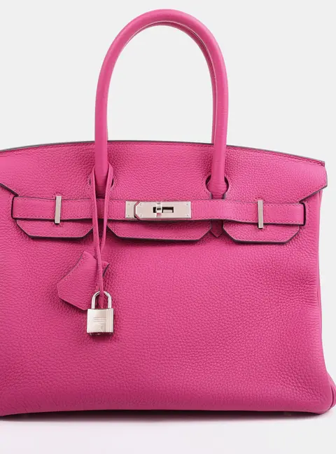 Hermes Rose Pourpre Togo Birkin 30 Tote Bag