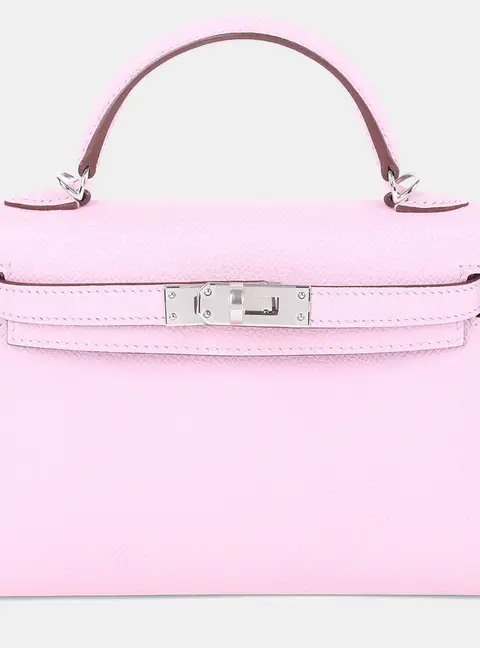 Hermes Mauve Sylvestre Epsom Mini Kelly 20 Top Handle Bag