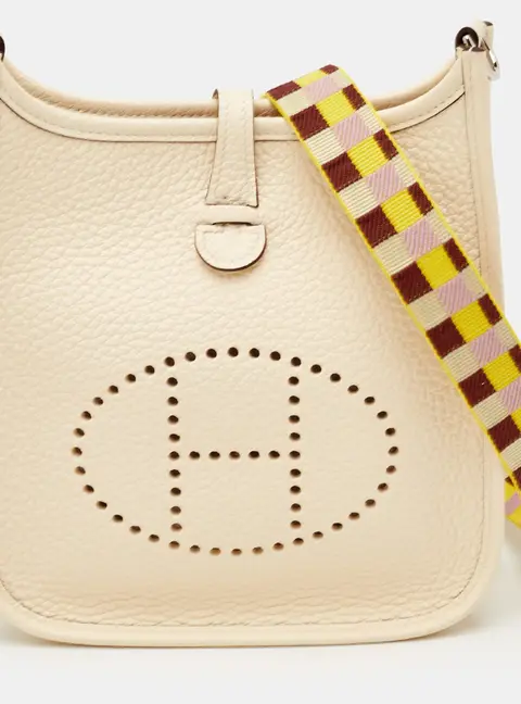 Hermes Evelyne TPM Nata Taurillon Clemence Leather Shoulder Bag