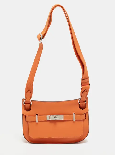 Hermes Jypsiere Mini Palladium Finish Orange Swift Leather Shoulder Bag