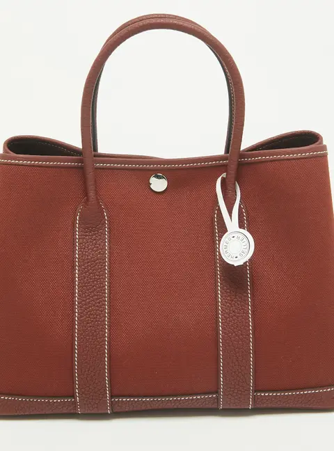 Herm&egrave;s Garden Party 30 Rouge H Militaire Toile and Negonda Leather Tote