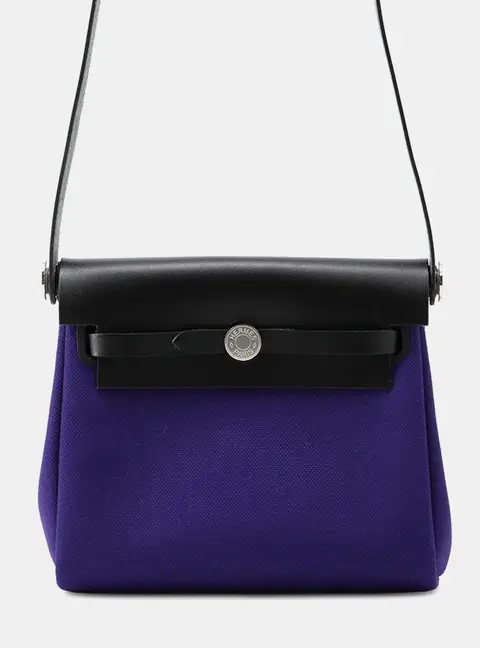 Hermes Herbag Zip Mini Purple Toile H Vache Hunter Leather Shoulder Bag