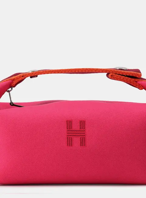 Hermes Bride-A-Brac PM Hibiscus Canvas Toiletry Bag