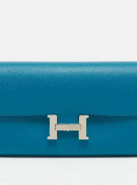 Hermes Constance Blue Izmir Epsom Leather Long Wallet