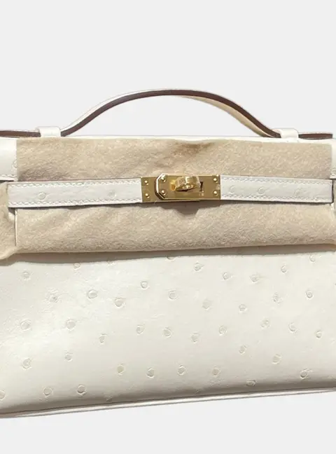 Hermes Mini Kelly Nata Ostrich Leather Top Handle Bag