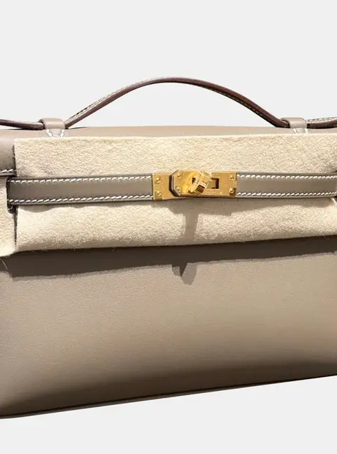 Hermes Mini Kelly Etoupe Swift Leather Top Handle Bag