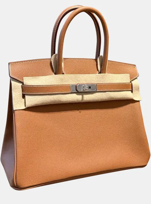 Hermes Birkin 30 Gold Epsom Leather Top Handle Bag