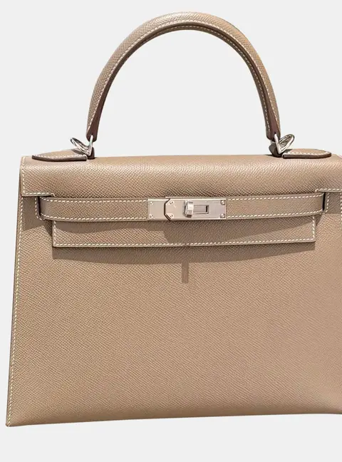 Hermes Kelly 28 Etoupe Epsom Leather Top Handle Bag