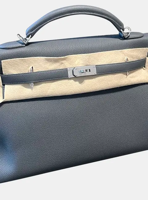 Hermes Kelly 40 Slate Grey Togo Calfskin Leather Top Handle Bag