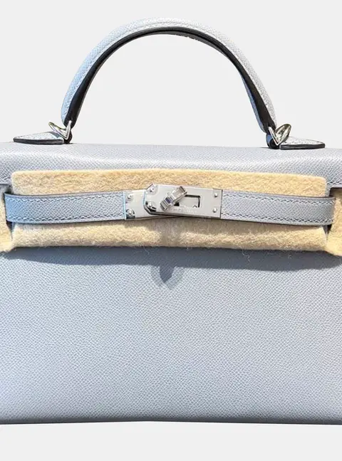 Hermes Kelly 20 Mini Gris Perle Madame Calfskin Leather Top Handle Bag