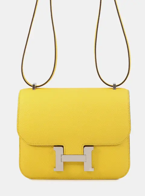 Hermes Constance 18 Jaune de Naples Epsom Calfskin Leather Crossbody Bag
