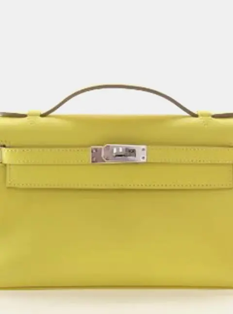 Hermes Kelly Pochette Swift Citron Top Handle Bag
