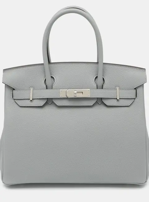 Hermes Birkin 30 Gris Pantin Togo Leather Palladium Finish Tote
