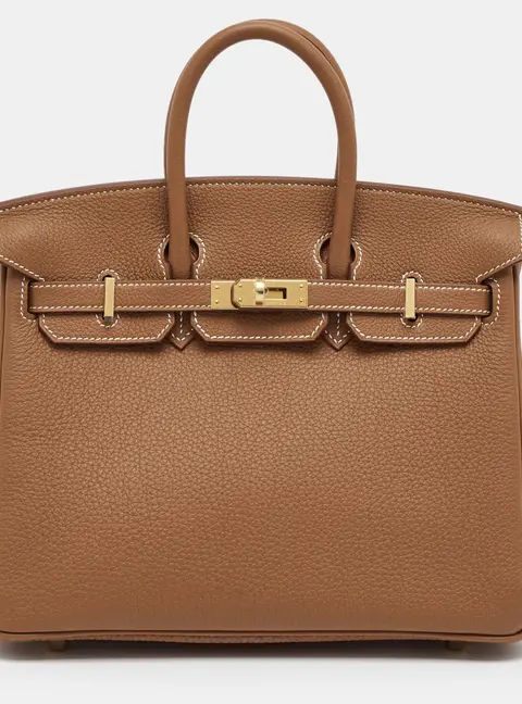 Hermes Birkin 25 Gold Finish Gold Togo Leather Tote