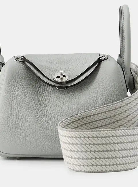 Hermes Lindy Mini Bleu Glacier Taurillon Clemence Leather Top Handle Bag