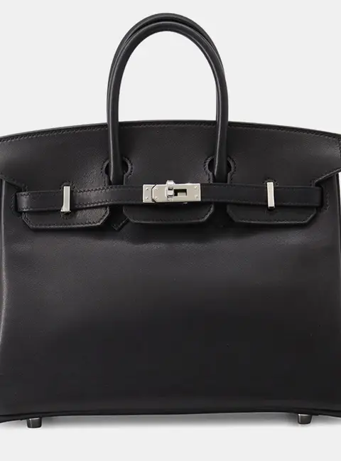 Hermes Birkin 25 Black Veau Volupto Leather Top Handle Bag