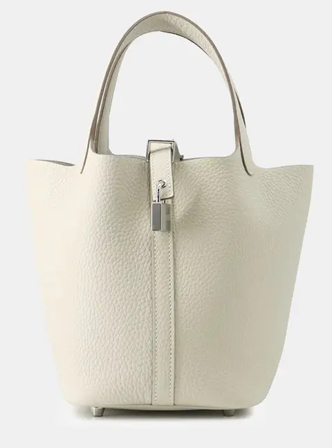 Hermes Picotin Lock 18 Craie Taurillon Clemence Leather Tote Bag