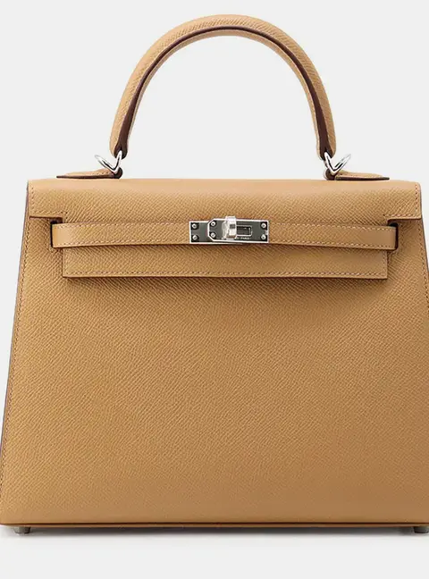 Hermes Kelly Sellier 25 Biscuit Epsom Leather Top Handle Bag