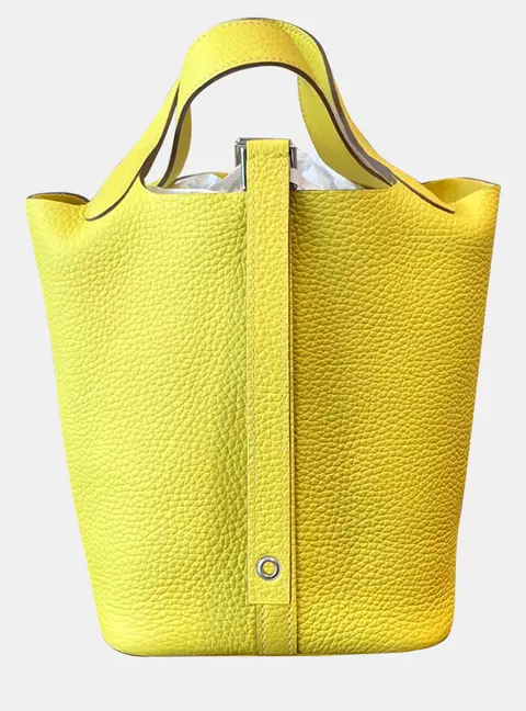 Hermes Picotin Lock 18 Lemon Yellow Togo Calfskin Leather Top Handle Bag