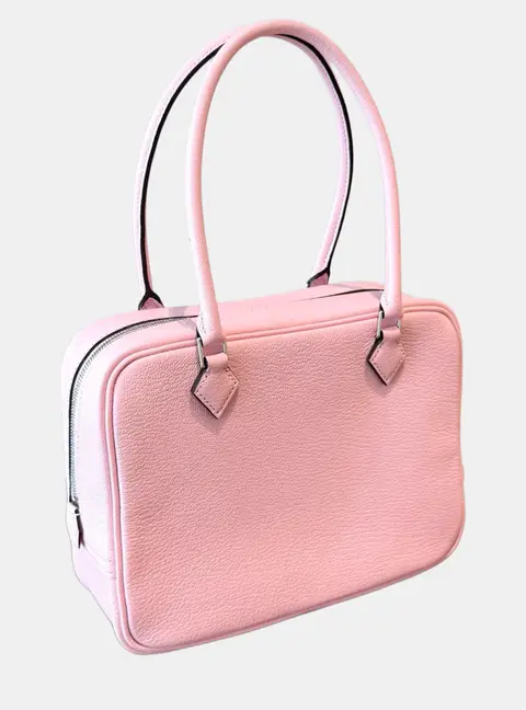 Hermes Mini Plume Rose Sakura Chevre Leather Top Handle Bag