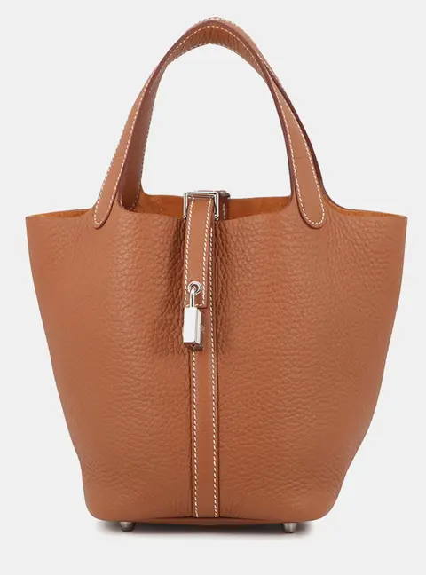 Hermes Picotin Lock PM Gold Taurillon Clemence Leather Tote Bag