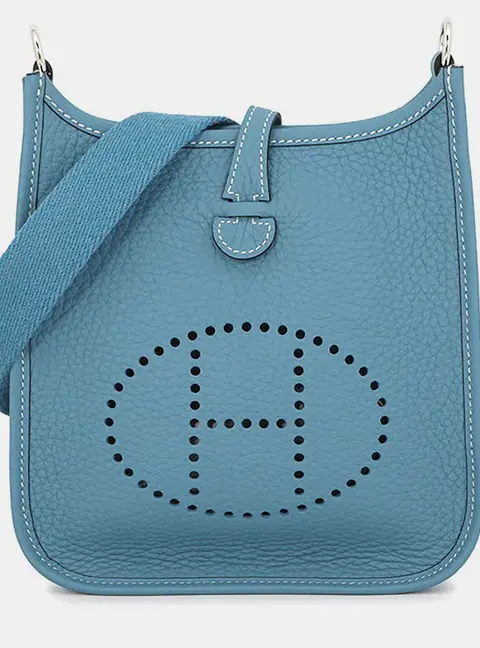 Hermes Evelyne TPM Blue Jean Taurillon Clemence Leather Crossbody Bag