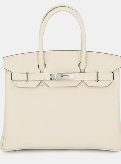 Hermes Birkin 30 Craie Togo Calfskin Leather Top Handle Bag