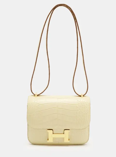 Herm&egrave;s Constance 18 Mini Gold Finish Vanille Alligator Mississippiensis Crossbody Bag