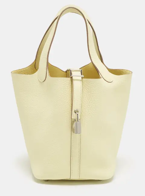 Herm&egrave;s Picotin Lock 18 Jaune Milton Taurillon Clemence Leather Tote