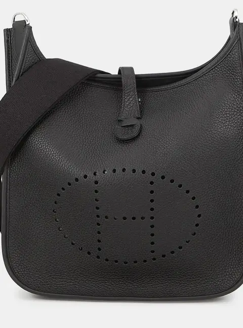 Hermes Evelyne III PM Black Taurillon Clemence Leather Messenger Bag
