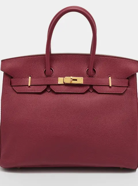 Herm&egrave;s Birkin 35 Gold Finish Rubis Togo Leather Bag