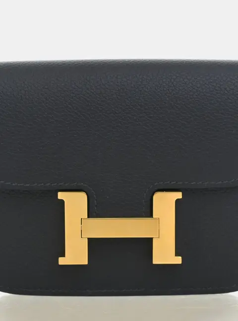 Hermes Constance Slim Wallet Bleu Indigo Evercolor Calfskin Leather Wallet Bag