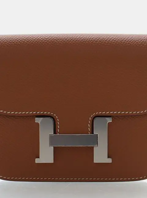 Hermes Constance Slim Gold Epsom Calfskin Leather Wallet