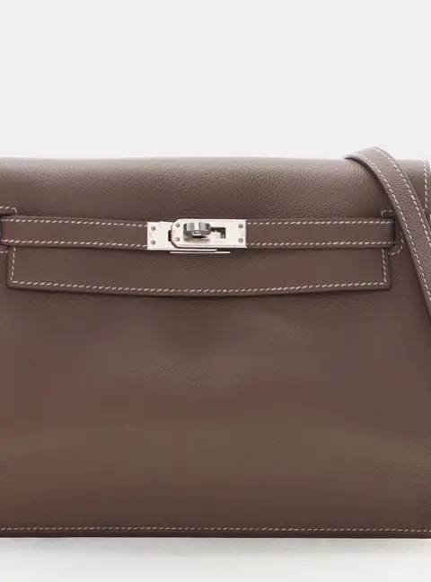 Hermes Kelly Danse II Etoupe Evercolor Calfskin Leather Shoulder Bag