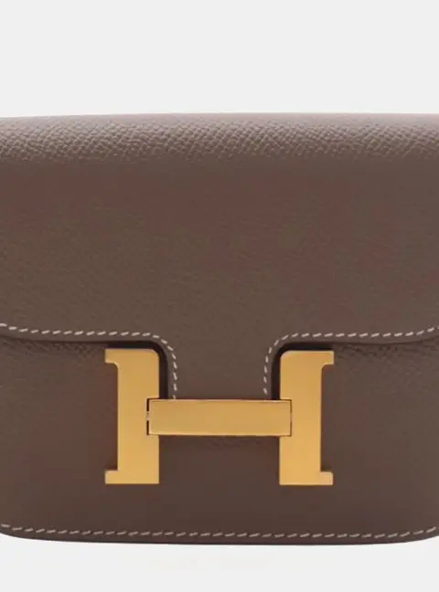 Hermes Constance Slim Etoupe Epsom Calfskin Leather Wallet Bag