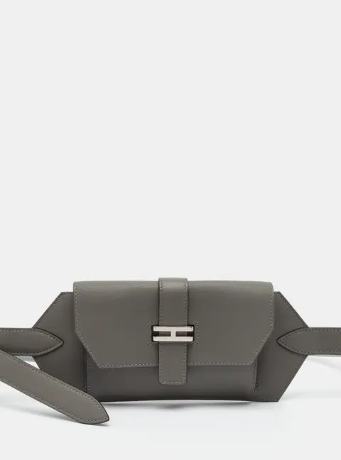 Herm&egrave;s Elan Pocket 24 Gris Meyer/Bleu Glacier Swift and Epsom Leather Belt Bag