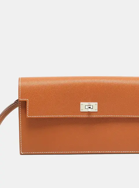 Hermes Kelly Pocket Gold Madame Leather Long Wallet